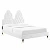 Alexandria Tufted Performance Velvet King Platform Bed in White