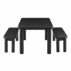 Alvia 3-Piece Oak Wood Dining Table and Benches Set