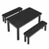 Alvia 3-Piece Oak Wood Dining Table and Benches Set