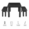 Alvia 3-Piece Oak Wood Dining Table and Benches Set