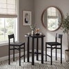 Alvia 3-Piece Round Oak Wood Bar Table With Bar Stools Set