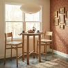 Alvia 3-Piece Round Oak Wood Bar Table With Bar Stools Set