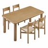 Alvia 5-Piece Oak Wood Dining Table and Chairs Set