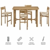 Alvia 5-Piece Rectangular Oak Wood Bar Table With Bar Stools Set