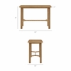 Alvia 5-Piece Rectangular Oak Wood Bar Table With Bar Stools Set