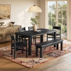 Alvia 6-Piece Oak Wood Dining Table and Seating Set