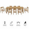 Alvia 9-Piece Oak Wood Extendable Dining Table and Chairs Set
