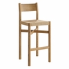 Alvia Oak Wood Bar Stools With Woven Seats Set of 2