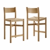 Alvia Oak Wood Counter Stools With Woven Seats Set of 2