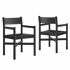 Alvia Oak Wood Dining Armchairs With Woven Seats Set of 2