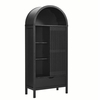 Amara 79 Inch Large Storage Display Cabinet in Black Oak