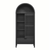 Amara 79 Inch Large Storage Display Cabinet in Black Oak