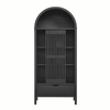 Amara 79 Inch Large Storage Display Cabinet in Black Oak