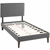 Amaris Fabric Twin Platform Bed with Squared Tapered Legs in Gray