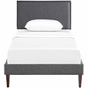 Amaris Fabric Twin Platform Bed with Squared Tapered Legs in Gray