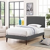 Amaris Fabric Twin Platform Bed with Squared Tapered Legs in Gray