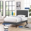 Amaris Fabric Twin Platform Bed with Squared Tapered Legs in Gray