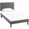 Amaris Fabric Twin Platform Bed with Squared Tapered Legs in Gray