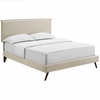 Amaris Queen Fabric Platform Bed with Round Splayed Legs in Beige