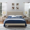 Amaris Queen Fabric Platform Bed with Round Splayed Legs in Beige