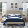 Amaris Queen Fabric Platform Bed with Round Splayed Legs in Beige