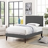 Amaris Twin Fabric Platform Bed with Squared Tapered Legs in Gray