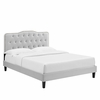 Amber Tufted Performance Velvet King Platform Bed in Light Gray