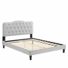 Amber Tufted Performance Velvet King Platform Bed in Light Gray