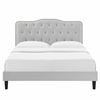 Amber Tufted Performance Velvet King Platform Bed in Light Gray