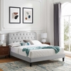 Amber Tufted Performance Velvet King Platform Bed in Light Gray