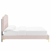 Amber Tufted Performance Velvet Twin Platform Bed in Pink