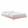 Amber Tufted Performance Velvet Twin Platform Bed in Pink