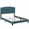 Amelia Queen Upholstered Velvet Bed in Sea Blue
