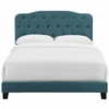 Amelia Queen Upholstered Velvet Bed in Sea Blue