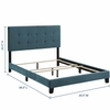 Amira Queen Upholstered Velvet Bed in Sea Blue