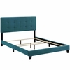 Amira Queen Upholstered Velvet Bed in Sea Blue