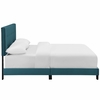 Amira Queen Upholstered Velvet Bed in Sea Blue
