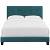 Amira Queen Upholstered Velvet Bed in Sea Blue