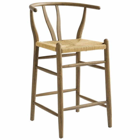 Amish Wood Counter Stool in Weathered Gray Teak