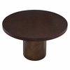 Annette 54 Inch Round Pedestal Base Dining Table in Dark Walnut Burnished Brass