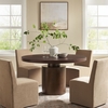 Annette 54 Inch Round Pedestal Base Dining Table in Dark Walnut Burnished Brass