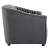 Announce Performance Velvet Channel Tufted Loveseat in Charcoal