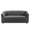 Announce Performance Velvet Channel Tufted Loveseat in Charcoal