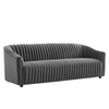 Announce Performance Velvet Channel Tufted Sofa in Charcoal