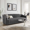 Announce Performance Velvet Channel Tufted Sofa in Charcoal