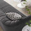 Announce Performance Velvet Channel Tufted Sofa in Charcoal