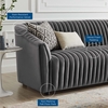 Announce Performance Velvet Channel Tufted Sofa in Charcoal