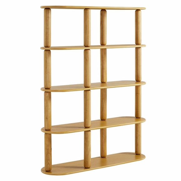 Arcus 4-Tier Oval Wood Bookshelf in Oak