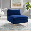 Ardent Performance Velvet Armless Chair in Navy