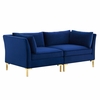 Ardent Performance Velvet Loveseat in Navy